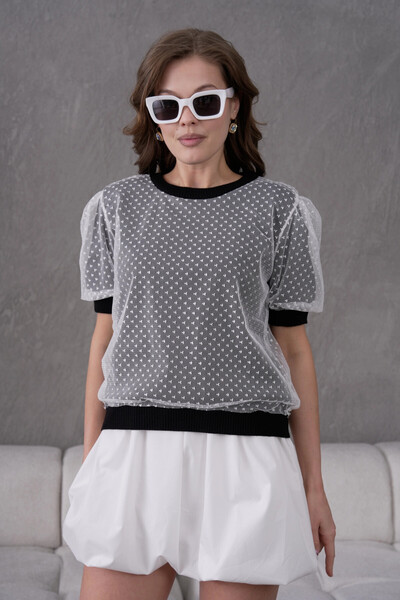 Park Karon Велосипедний комір, повний розмір, з деталями з тюлю, трикотажна б...