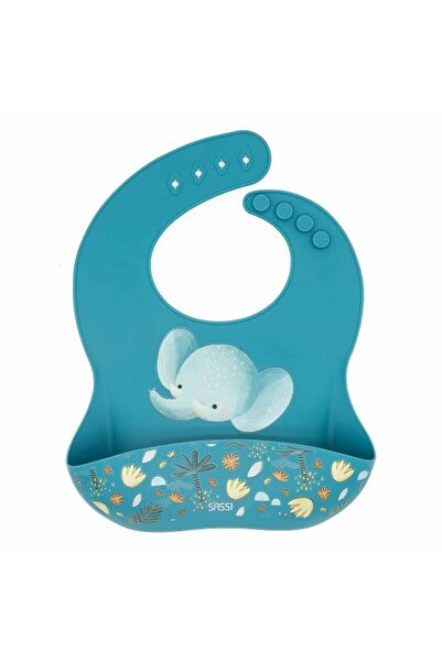 SASSI Baby Bib with Silicone Pocket - Wise Elephant