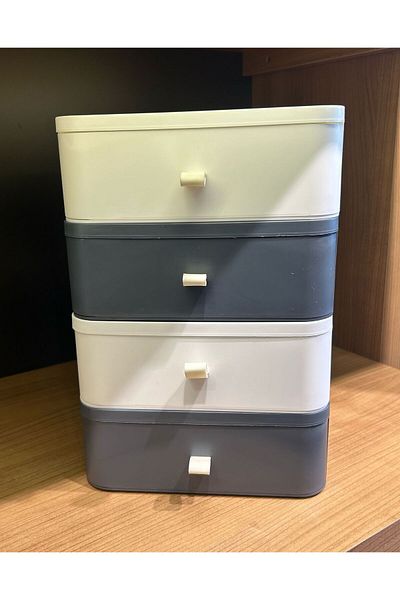 Bayev 4-Piece Gray and White Color Drawer Table Top Organizer Makeup Jewelry Box Accessory Organizer