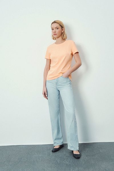 Wear Three Points Everlasting Comfort Fit Basic Salmon Color Rib T-Shirt