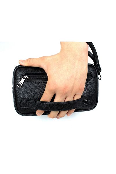 deri,se club Men's Black Hand and Bracelet Belted Portfolio Bag Handbag