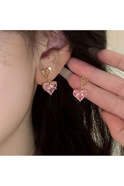 Happy Vibes Y2K Necklace Set - Earrings and Necklace (Pink)