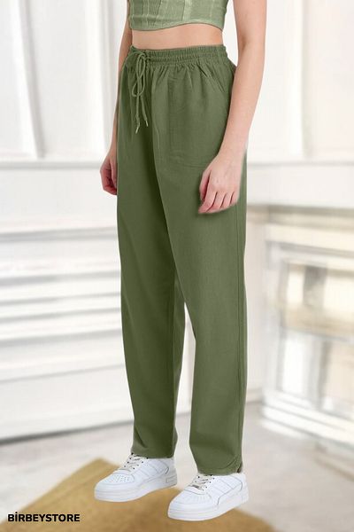 BİRBEYSTORE Λινό Παντελόνι Άνετο Εφαρμογή Unisex M-6XL Μεταξύ μεγεθών Arge部位