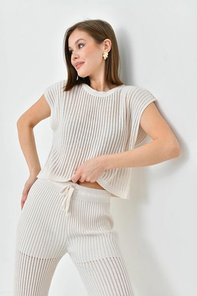 Park Karon Crew Neck Sleeveless Blouse Trousers Two Piece Set