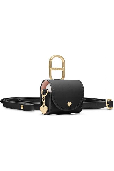 CYRILL Mini Bag for Airpods 4 Vegan Leather Crossbody Case with Magnetic Snap Closure - Black