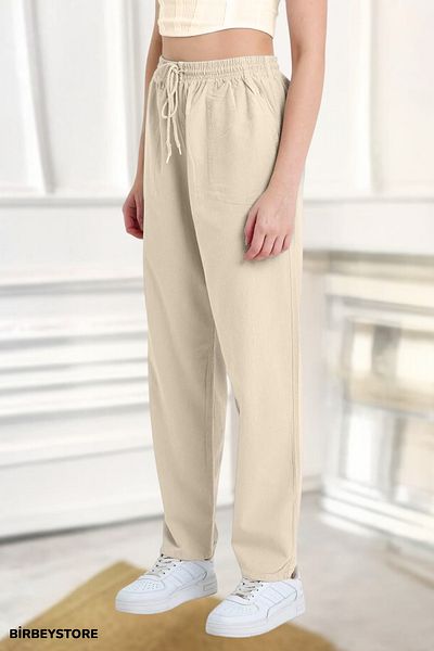 BİRBEYSTORE Λινό Παντελόνι Άνετο Εφαρμογή Unisex M-6XL Μεταξύ μεγεθών Arge部位