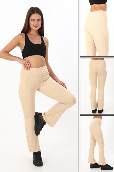 ASG TEKSTİL Ženske tajice u boji nerca Zvonaste nogavice