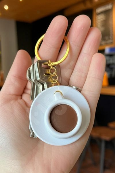 figurio Turkish Coffee Cup Keychain / Gold Chain