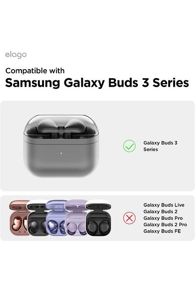 Elago AW5 Hang designed for Samsung Galaxy Buds 3/3 Pro case cover with carabiner - Light Grey