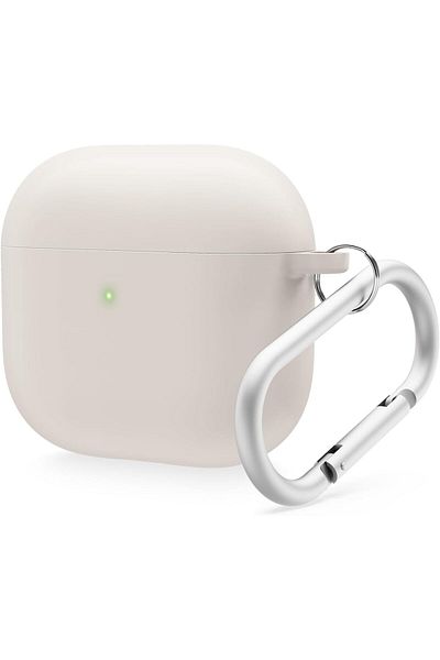 Elago Liquid Hybrid Hang compatible with AirPods 4 case cover (2024) with Carabiner - Stone