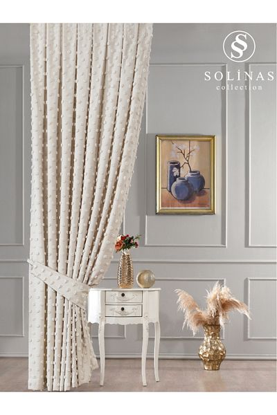 Solinas Collection Κουρτίνα φόντου Paris Sand Beige 1 X 3 συμπίεσης - Μονόφυλλο