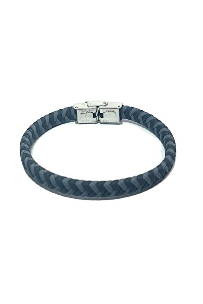 Janti Jtss25Deb1498 Hair Braid Steel Closure Anthracite Rim Leather Bracelet