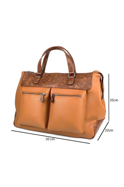 deri,se club Seyahat Çantası Spor Çanta Unisex Taba Suni Deri El Valizi