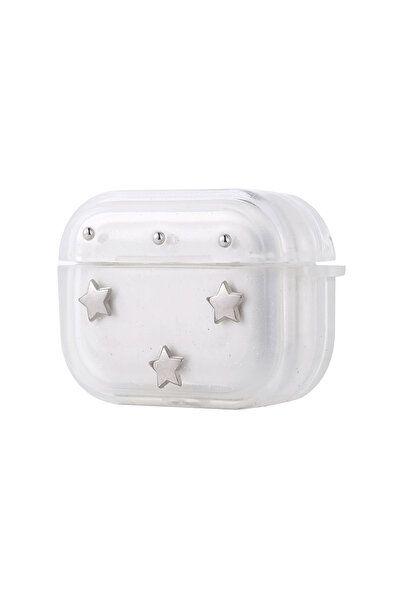 UnDePlus Apple Airpods Pro 1/2. Nesil için Kılıf Kabartmalı Kelebek-Kiraz-Çiçek Dizayn Şeffaf Kutup Kapak