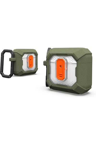 Urban Armor Gear UAG Plasma for AirPods 4 case with Secure Lock & Carabiner - Olive Drab