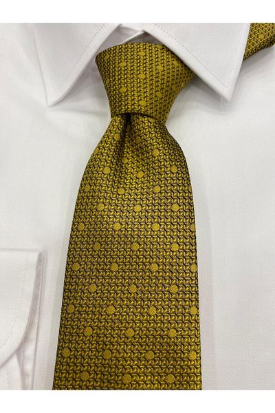 Pierre Cardin Pi̇erre Cardi̇n Woven Fabric Patterned Gold Tie