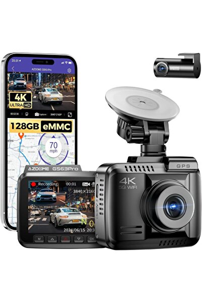AZDOME GS63Pro 4K/2.5K Dashcam, HDR & STARVIS Gece Görüşü, 128GB eMMC, 5GHz W...