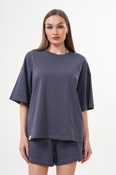 JANSO GROUP - Women's Large Size Dark Gray Color Bottom Top Single Jersey Fabric Oversize Size