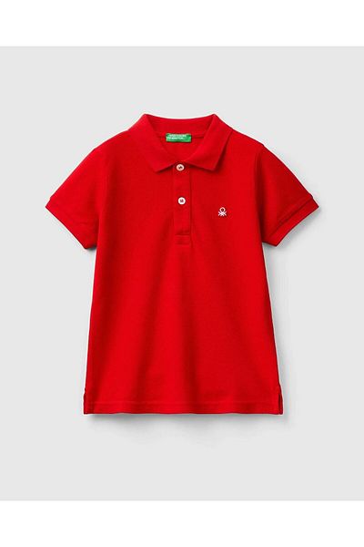 United Colors of Benetton Tricou polo cu logo roșu pentru băiat