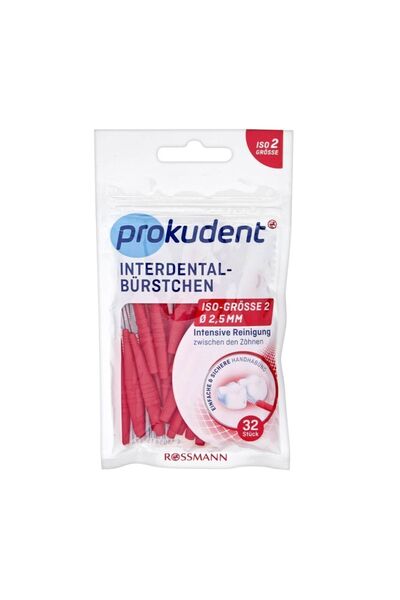 ROSSMANN Prokudent Kırmızı Arayüz Fırçası Tel 0,5 Mm Dış Fırça 2,5 Mm - 32 Adet