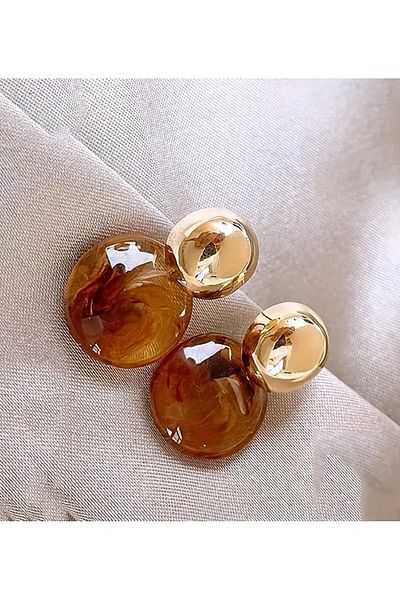 Happy Vibes Stylish Dangle Brown Resin Earrings
