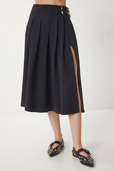 Lovelyİstanbul Ткана спідниця кльош з поясом BLACK LNS0025