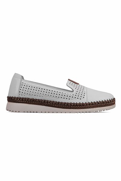 Lal Shoes & Bags Well Pantofi de damă din piele naturală cu găuri - alb