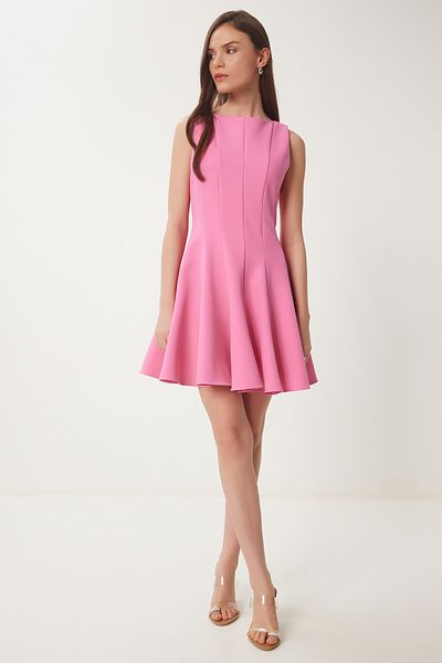 Lovelyİstanbul Mini rochie țesută cu efect de zbor ROZ LFK0004