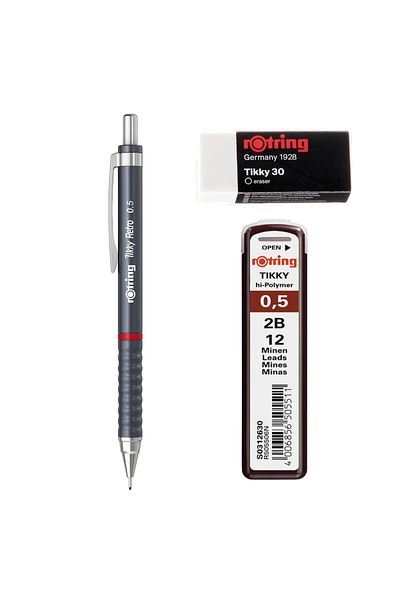 Rotring Retro Versatil Tip Pen Tip-Eraser 3 Pcs School Kit 0.5