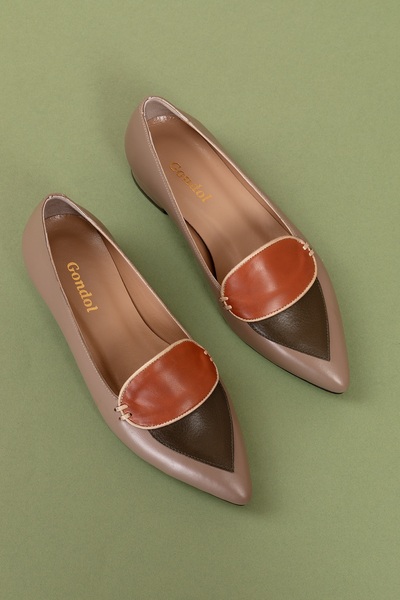 Gondol Hakiki Deri Sivri Burunlu Kısa Topuklu Ayakkabı Ast.8425