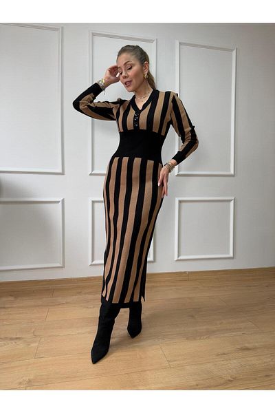 Size Özgü Πλεκτό φόρεμα Camel Waist Elastic