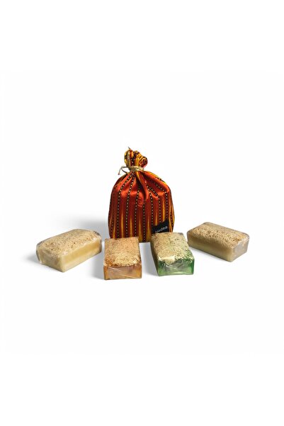 Hedea مجموعة صابون السلطان العثماني 4 ألياف - أرز، حليب حمار، عسل، شجرة الشاي...