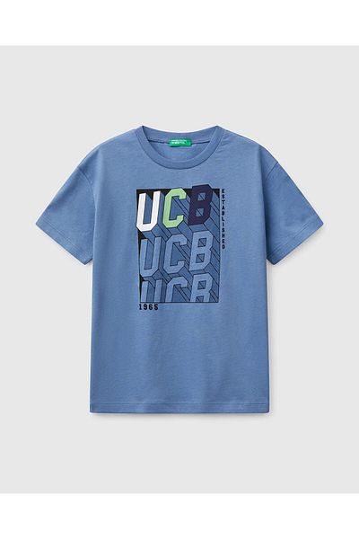United Colors of Benetton Tricou cu imprimeu cu logo-ul Benetton Aviator Blue pentru băiat