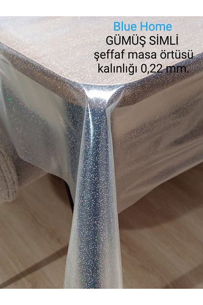 Blue Home Pvc Glitter Silver 1 Grade Transparent Non-Slip Stain-Proof Table Cloth
