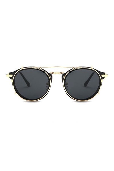 Primo Plus Retro Dual Use Round Frame Sunglasses B1813-C1