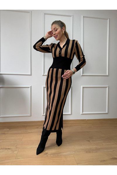 Size Özgü Πλεκτό φόρεμα Camel Waist Elastic