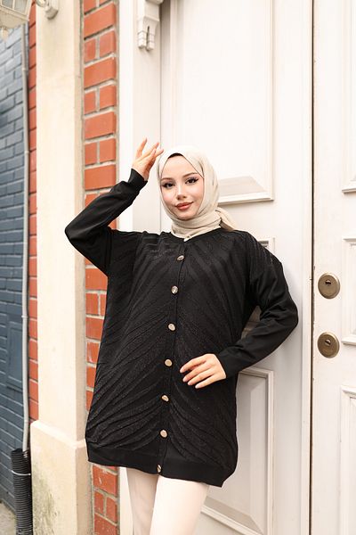 NATUFIAN STORE Women's Mercerized Glitter Patterned Hijab Tunic