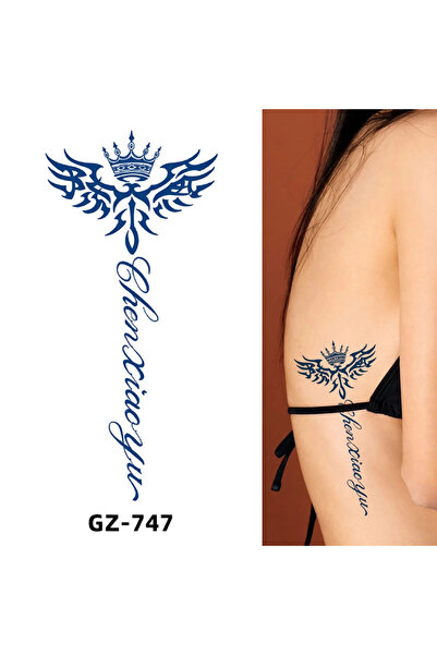 Tattoo 1 Aylık Gerçekci görünüm Taç ve Yazı geçici dövme Tattoo