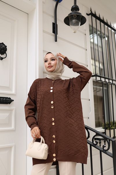 NATUFIAN STORE Women's Mercerized Zigzag Patterned Premium Quality Hijab Tunic