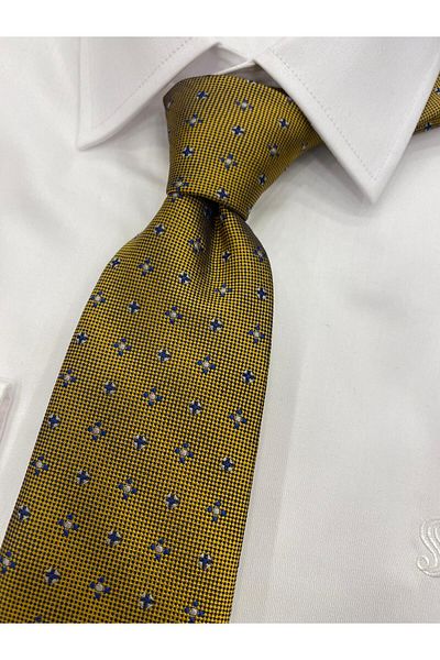 Pierre Cardin Pi̇erre Cardi̇n Woven Fabric Patterned Yellow Lace Tie