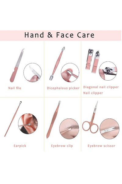 newnet Nail Clippers Pedicure Grooming Kit Stainless Steel 7 in 1 Luxury Leather with Travel Bag