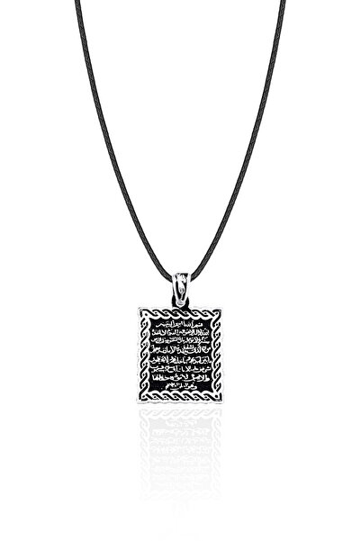 SİLVERA TELKARİ Ayetel Kürsi Gümüş Kolye Oksitli Model 925 Ayar ST342