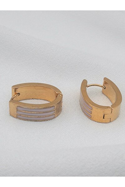 Siya Silver U Model Renkli Sedefli Çelik Küpe