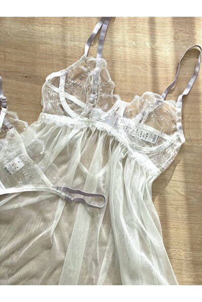 H&S STORE kadın Sade Tül Beyaz Renkli En Güzel Geceleriniz Için Tasarlandı şık v sexsi Fantazi Gecelik