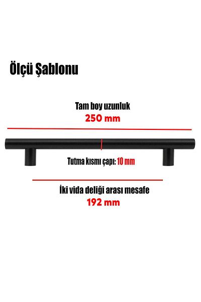 Badem10 RoseMary 192 mm Mobilier Bucătărie Sertar Dulap Capac Mâner Mâner 19,2 cm Negru Mat Metal Mâner 10BUC