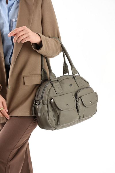 571 Collections Çanta Faux Leather Shoulder Bag Gray (Model: 571-13-10N)