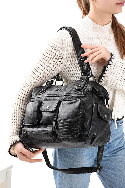 571 Collections Çanta Faux Leather Shoulder Bag Black (Model: 571-13-13L)