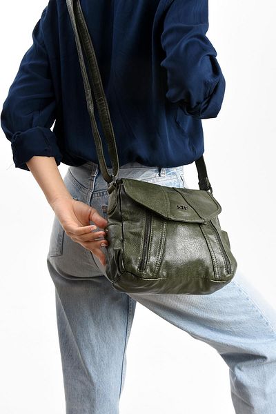 571 Collections Çanta Faux Leather Shoulder Bag Green (Model: 571-13-13N)