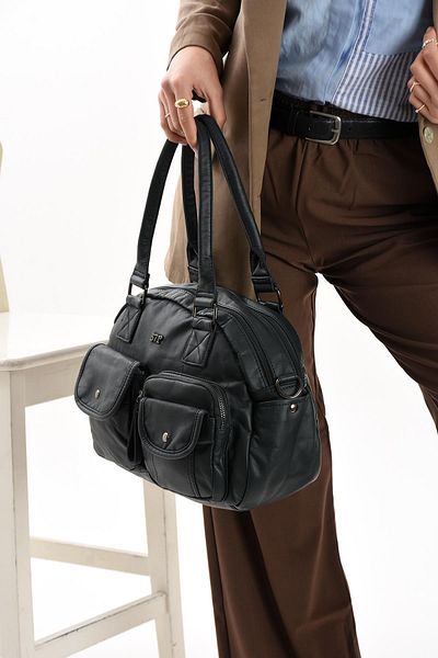 571 Collections Çanta Geantă de umăr din piele artificială albastră (model: 571-13-10N)