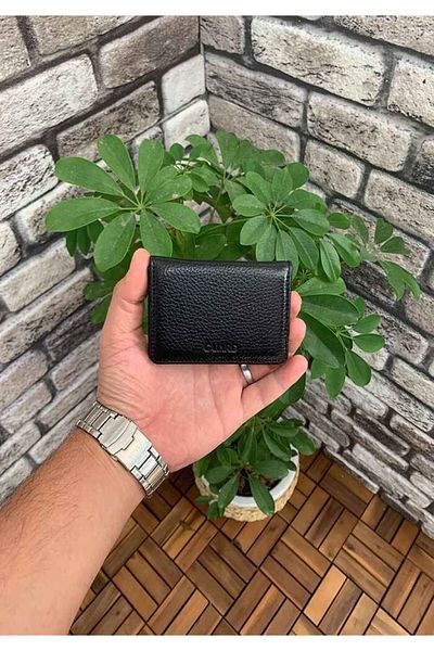 GUARD Black Genuine Leather Magnet Mini Size Credit Card Holder/Visiting Card Holder - Grd 250322 Wt1064